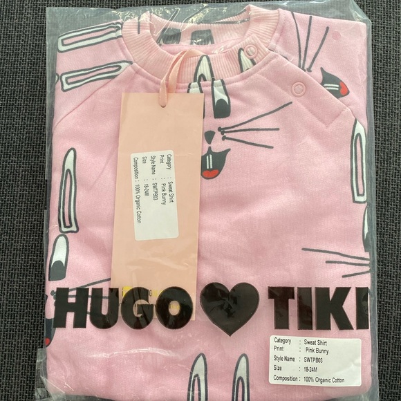 Hugo Loves Tiki Pink Bunny Sweatshirt NWT - Picture 3 of 3